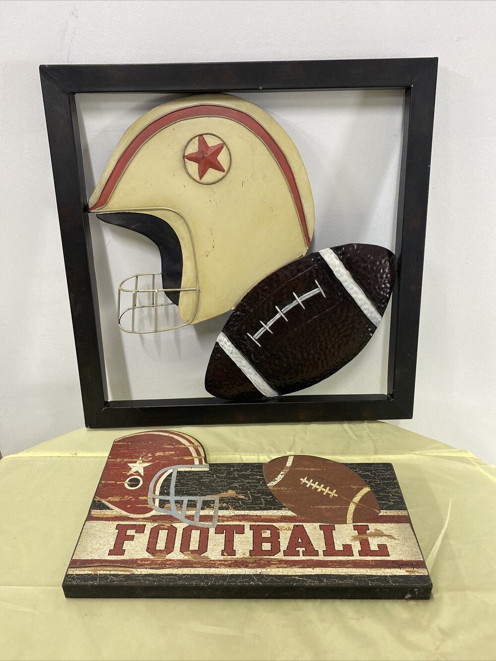 Football Helmet/Football Metal Sign & Wood Football/Helmet Sign-Wall Hangings